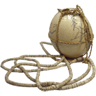 Namibia/Botswana, Ostrich Egg with Necklace from Ostrich Eggshell Beads (Bushman's Beads) (obverse)
