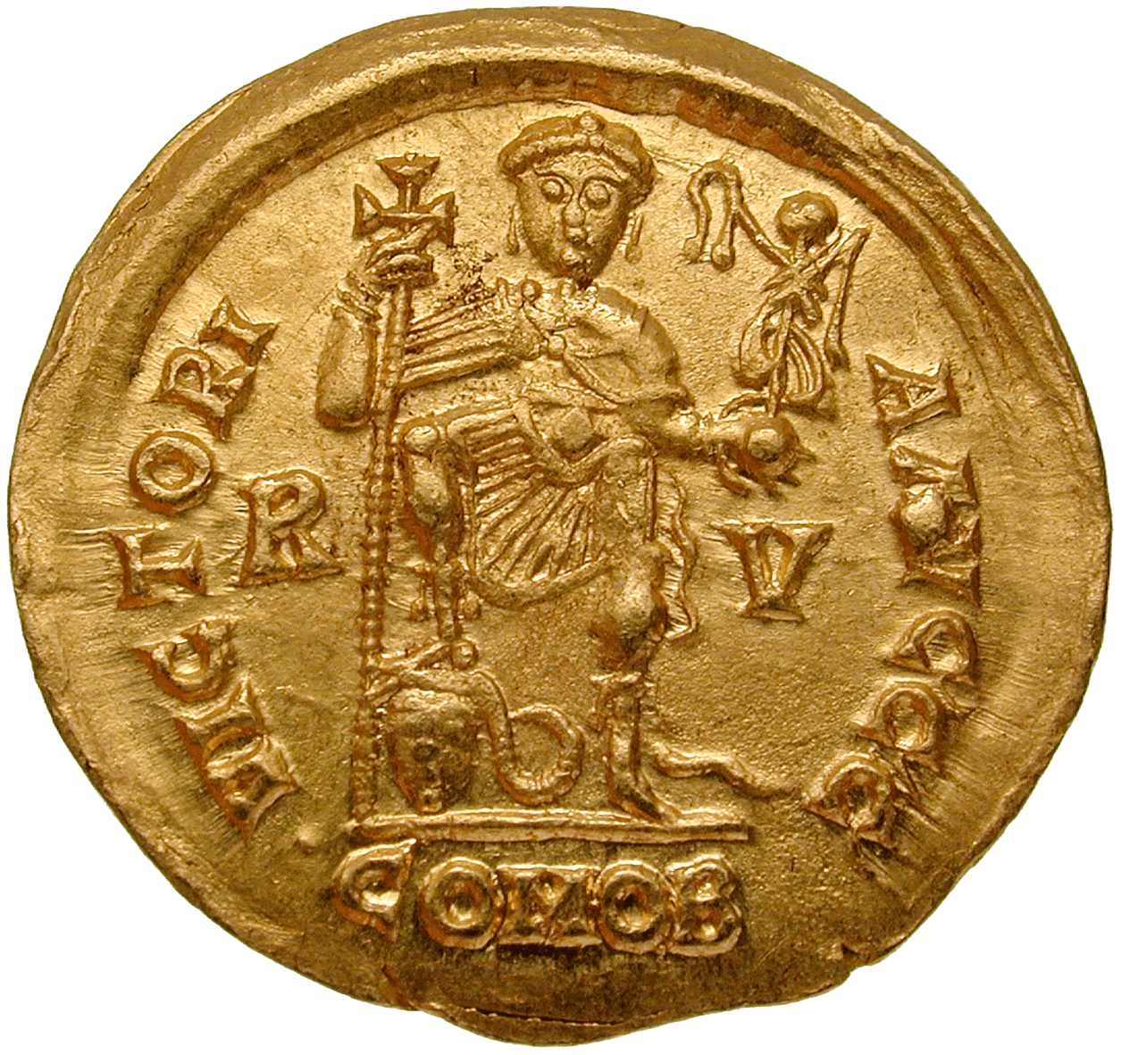 Reich der Westgoten, Imitativer Solidus im Namen Valentinians III. (reverse)