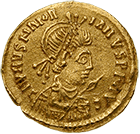 Reich der Westgoten, Tremissis im Namen von Justinian (obverse)