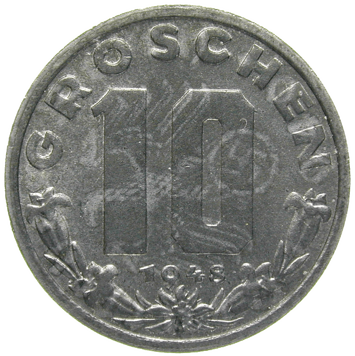 Republic of Austria, 10 Groschen 1948 (reverse)
