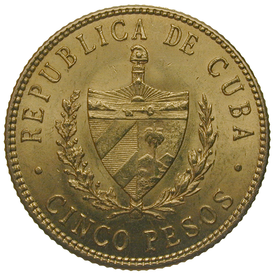 Republic of Cuba, 5 Pesos 1915 (reverse)