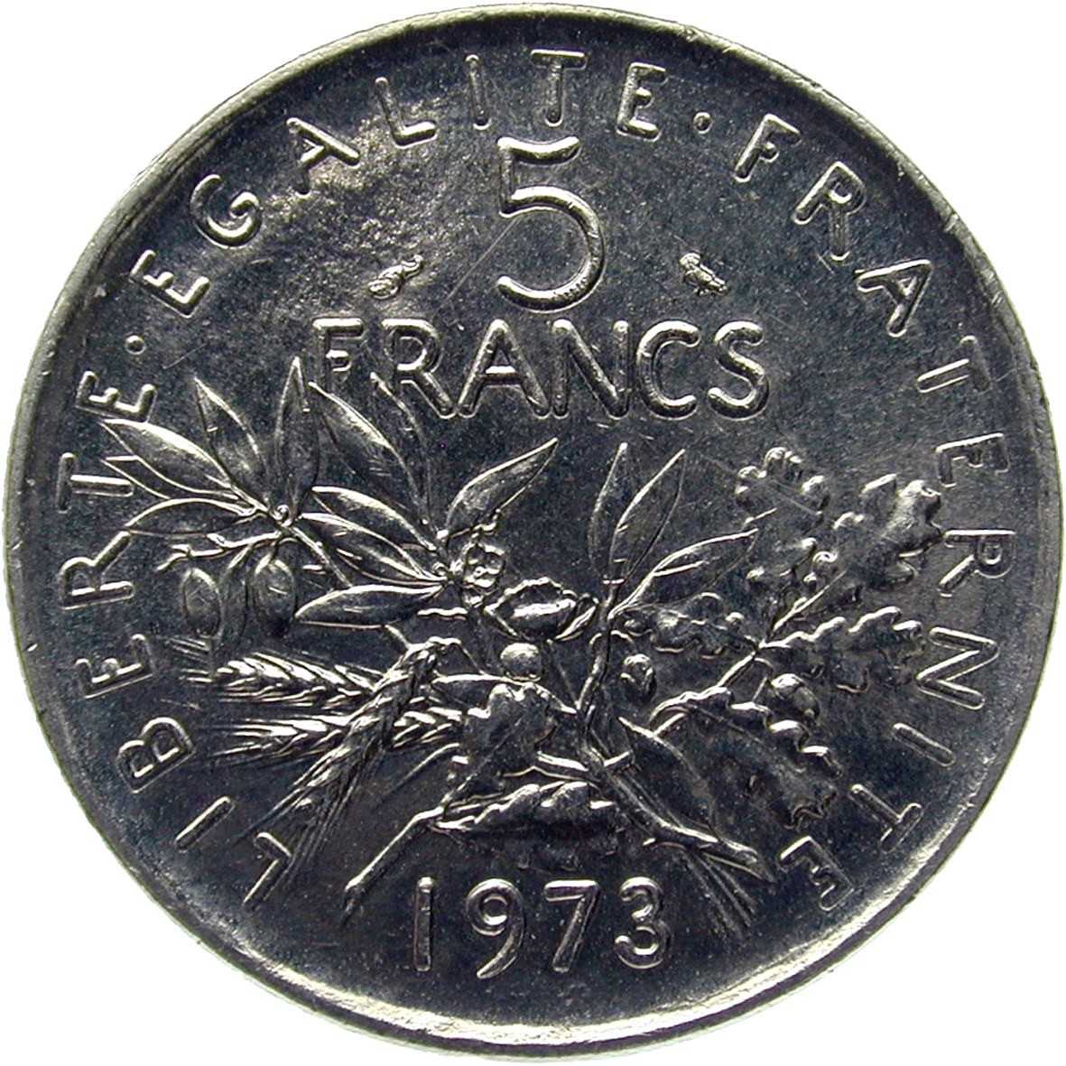 Republic of France, 5 Francs 1973 (reverse)