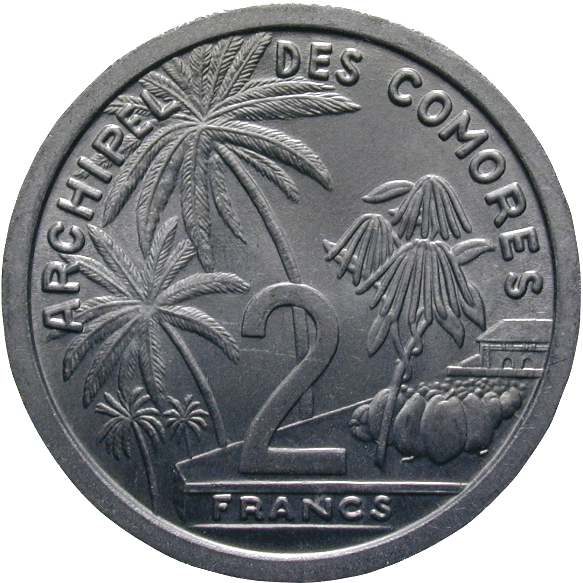 Republic of France for the Comoros, 2 Francs 1964 (reverse)