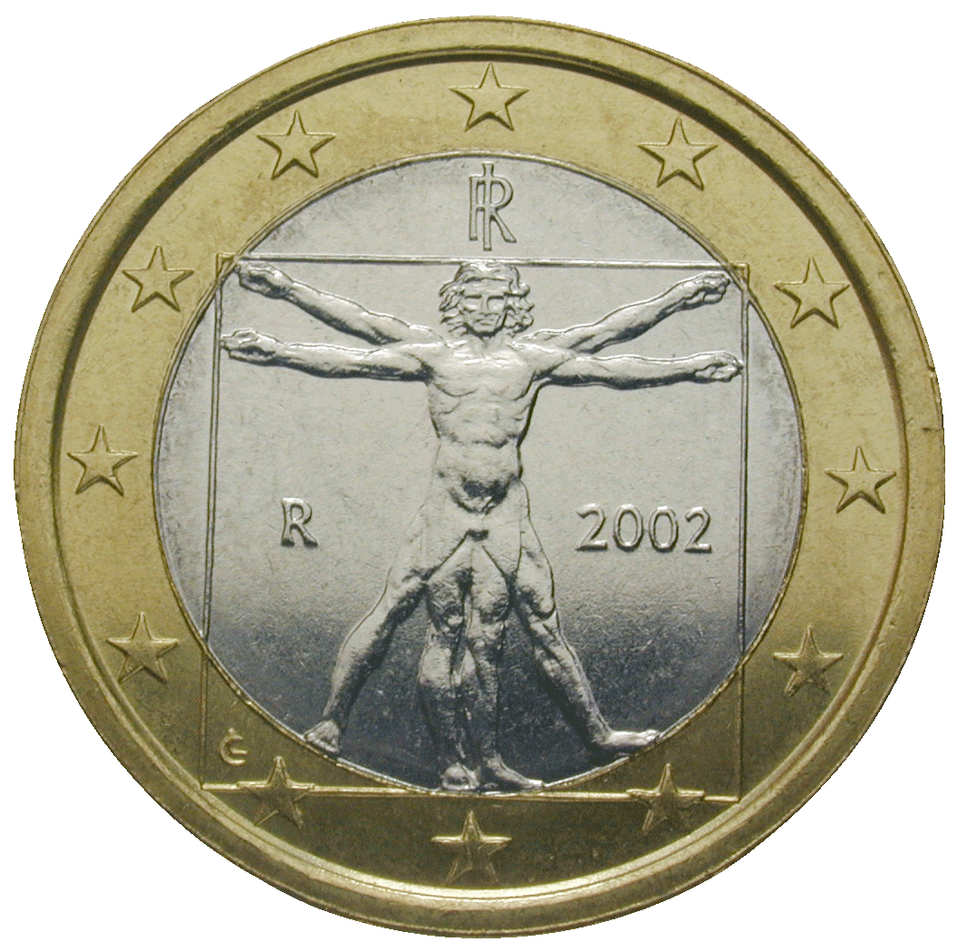 Republic of Italy, 1 Euro 2002 (obverse)