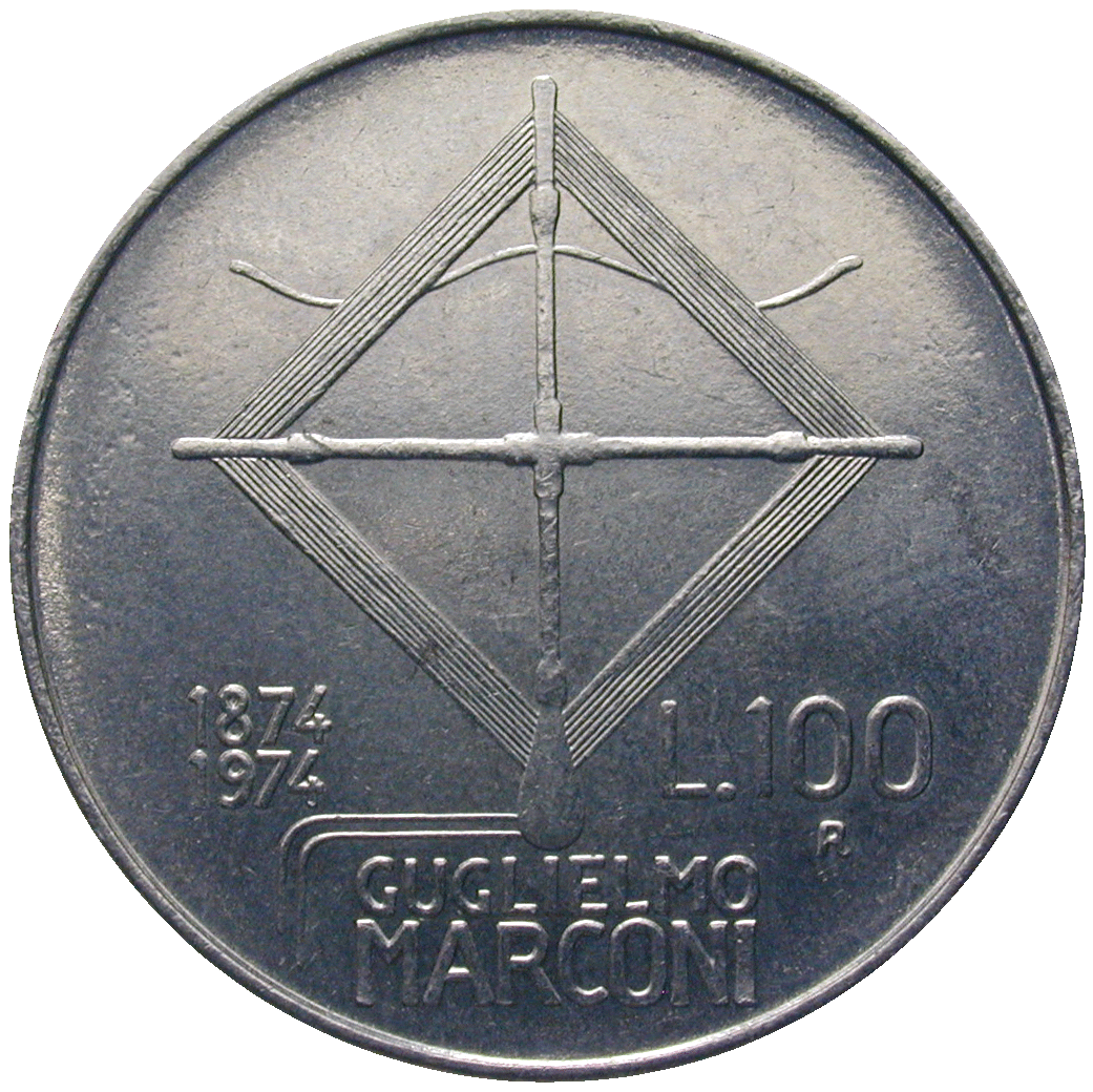 Republic of Italy, 100 Lire 1974 (reverse)