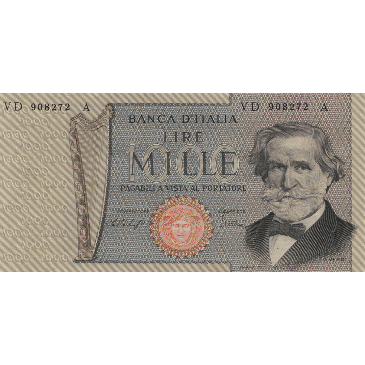 Republic of Italy, 100'000 Lire, in circulation 1967-1974 (obverse)