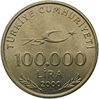 Republic of Turkey, 100,000 Lira 2000 (obverse)
