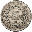 Republik Bern, Französischer Ecu de 6 livres de la Convention 1793, mit Gegenstempelung 1816-1819 von Bern (obverse)