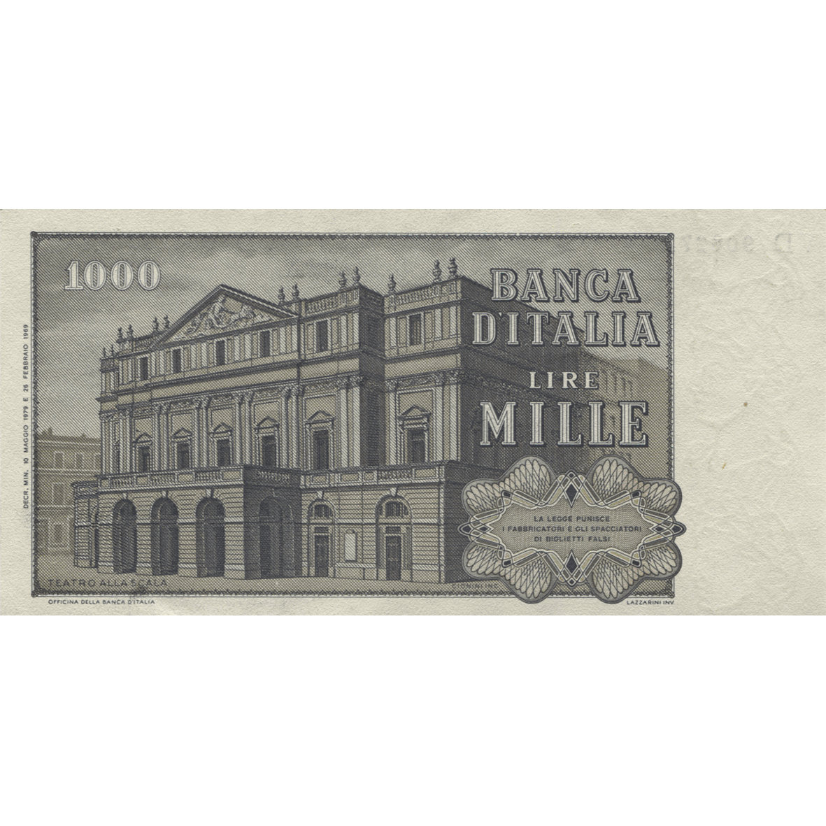 Republik Italien, 100'000 Lire, in Umlauf 1967-1974 (reverse)