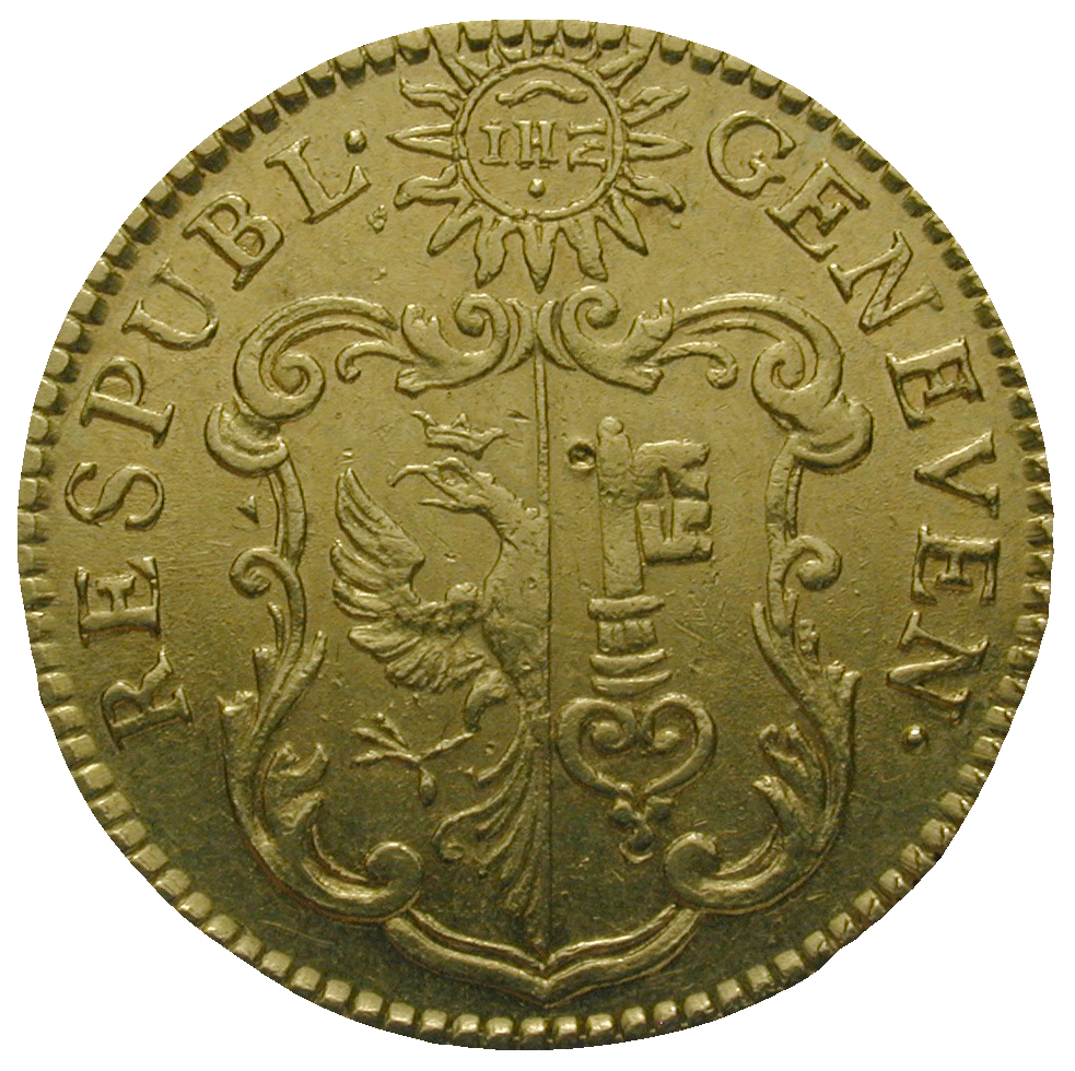 Republik of Geneva, Pistole 1755 (obverse)