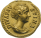 Römische Kaiserzeit, Antoninus Pius für seine Gattin Annia Galeria Faustina Maior, Aureus (obverse)