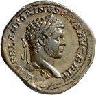 Römische Kaiserzeit, Caracalla, Sesterz, Gegenstempel von Tion in Bithynien (obverse)