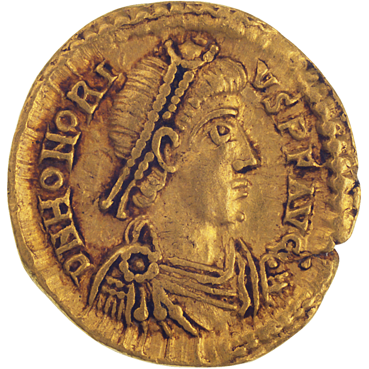 Römische Kaiserzeit, Flavius Honorius, Tremissis (obverse)