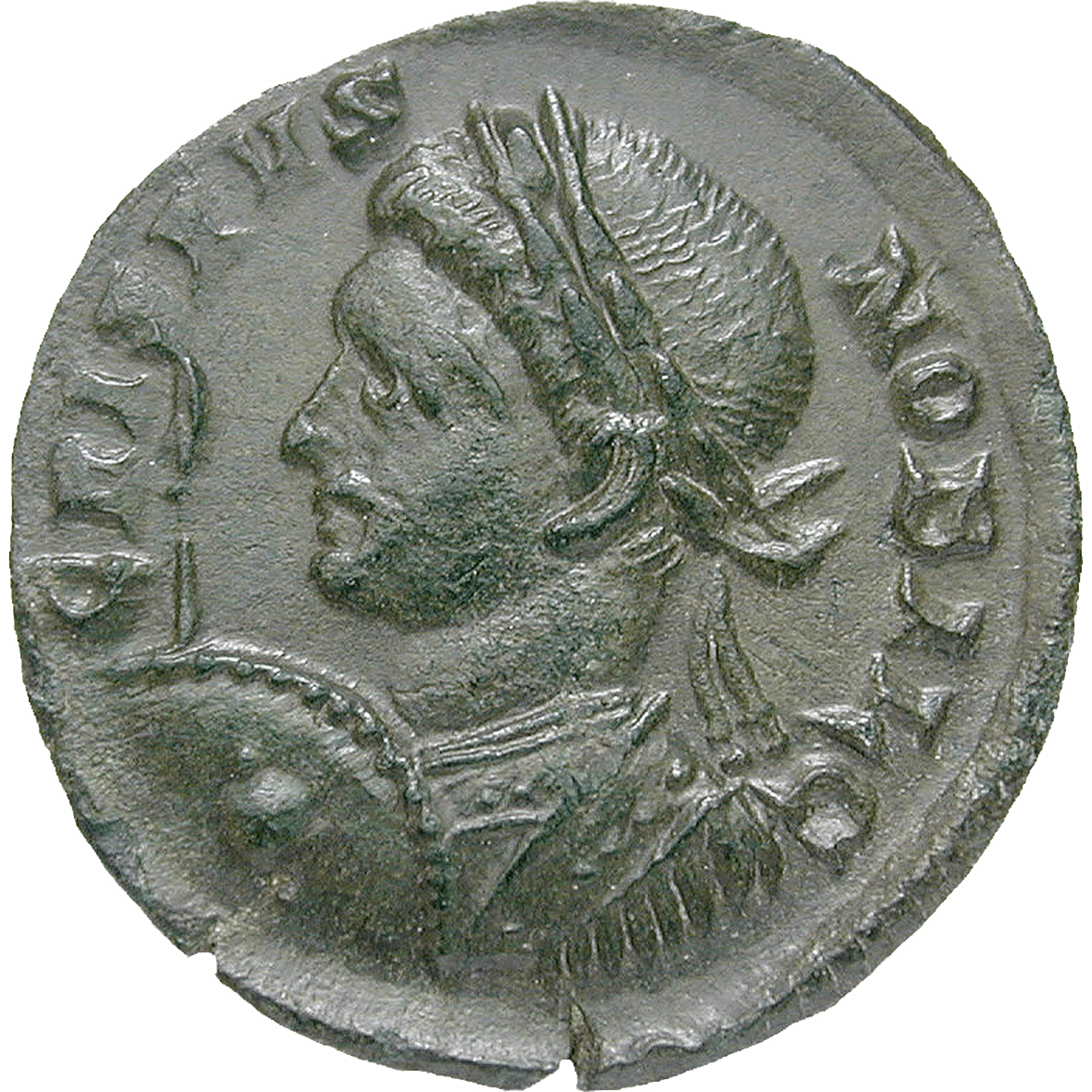 Römische Kaiserzeit, Konstantin I. der Grosse für Crispus, Bronzemünze (obverse)