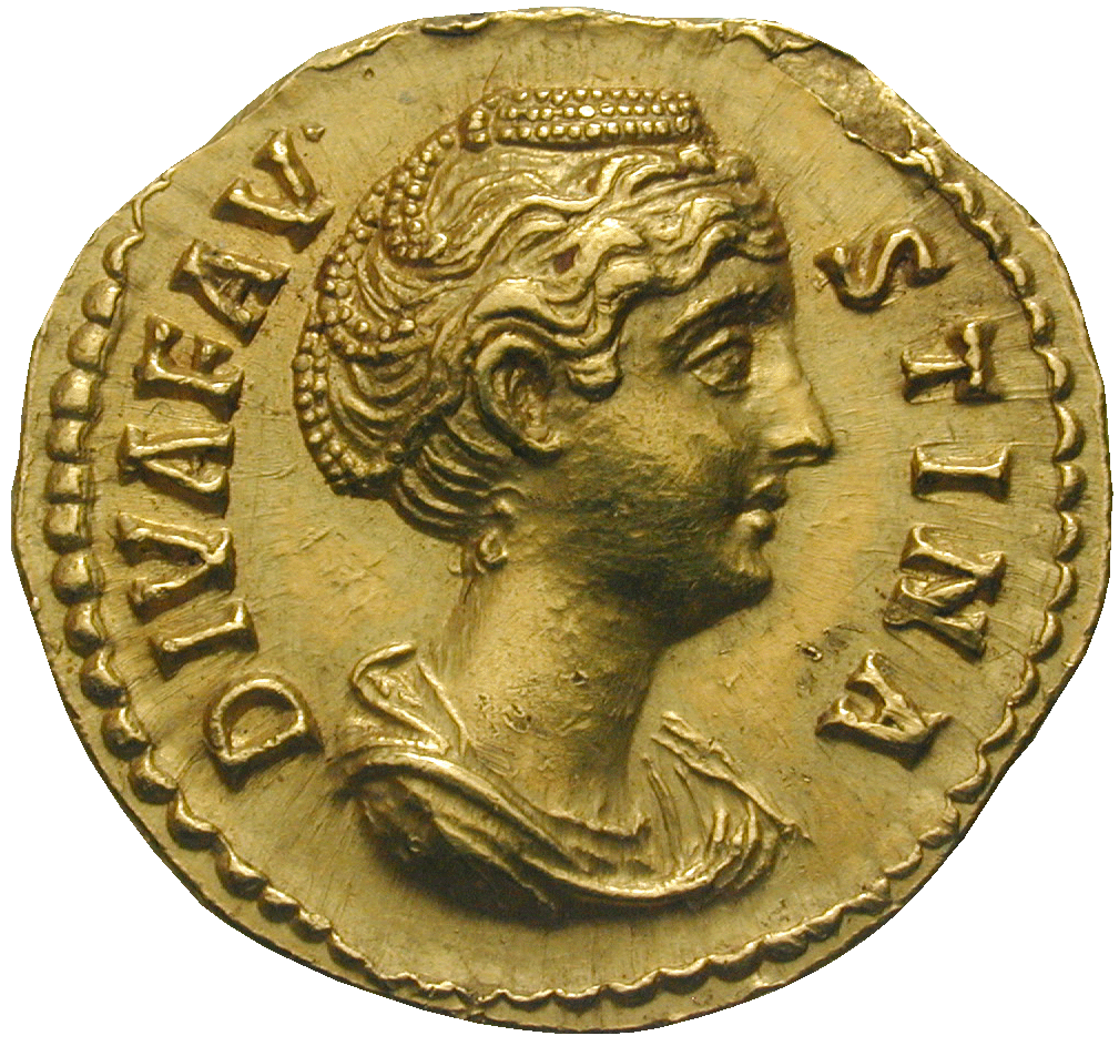 Roman Empire, Antoninus Pius for his Wife Annia Galeria Faustina Major, Aureus (obverse)