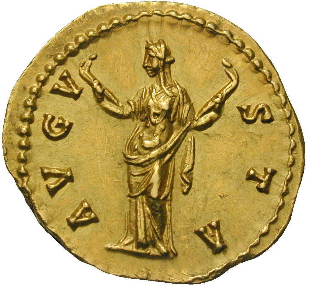 Roman Empire, Antoninus Pius for his Wife Annia Galeria Faustina Major, Aureus (reverse)