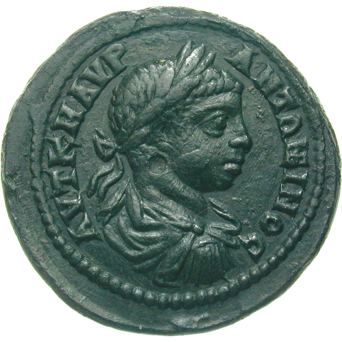 Roman Empire, Elagabalus, Double Assarion (obverse)