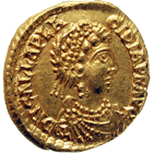 Roman Empire, Valentinian III for his Mother Galla Placidia, Tremissis (obverse)