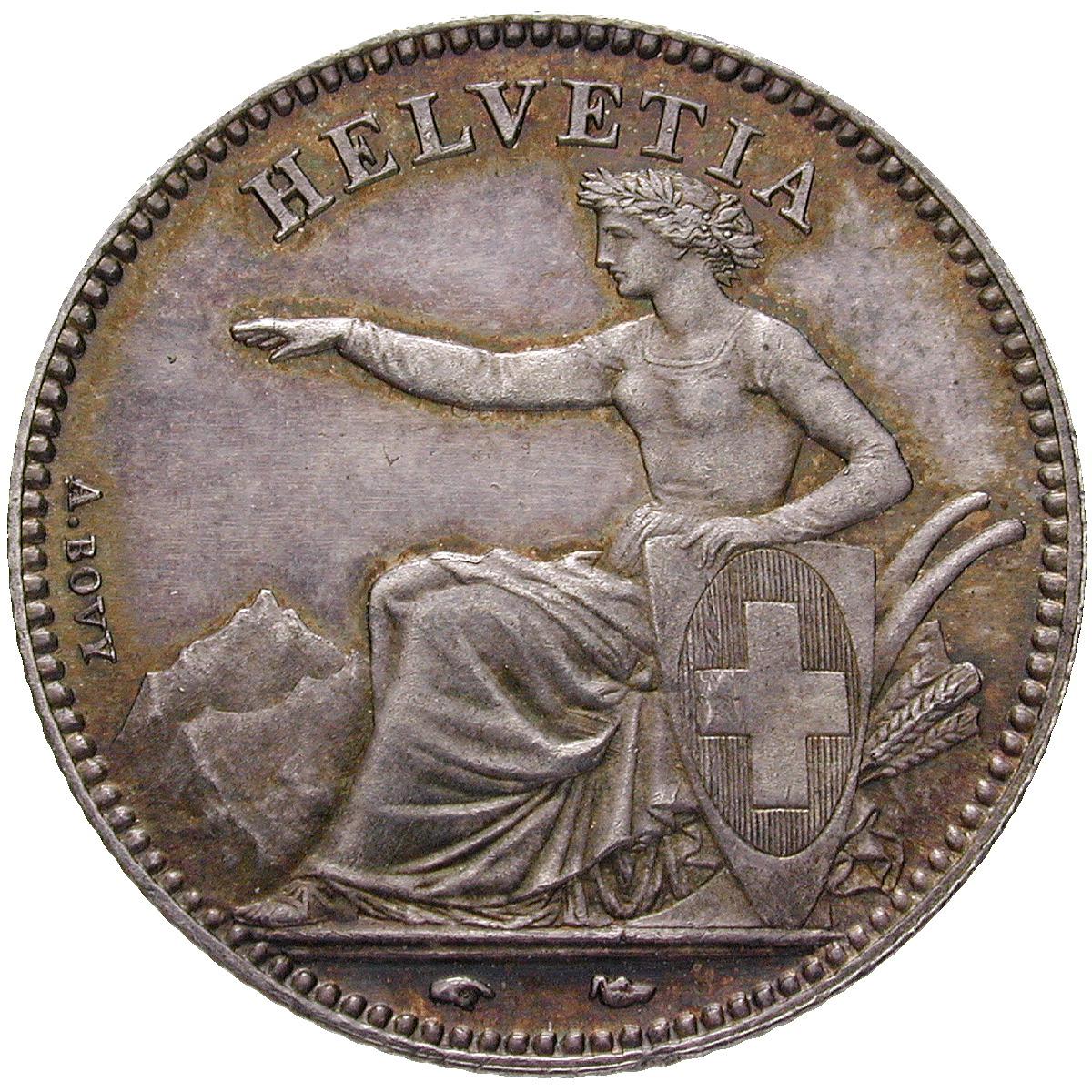 Schweizerische Eidgenossenschaft, 1 Franken 1850 (obverse)