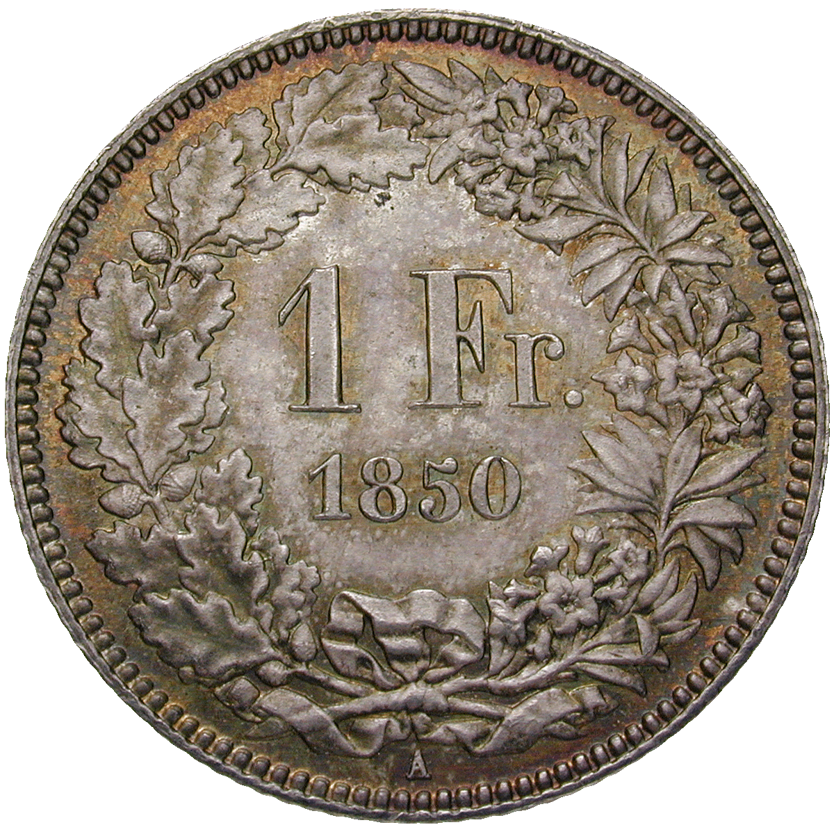 Schweizerische Eidgenossenschaft, 1 Franken 1850 (reverse)