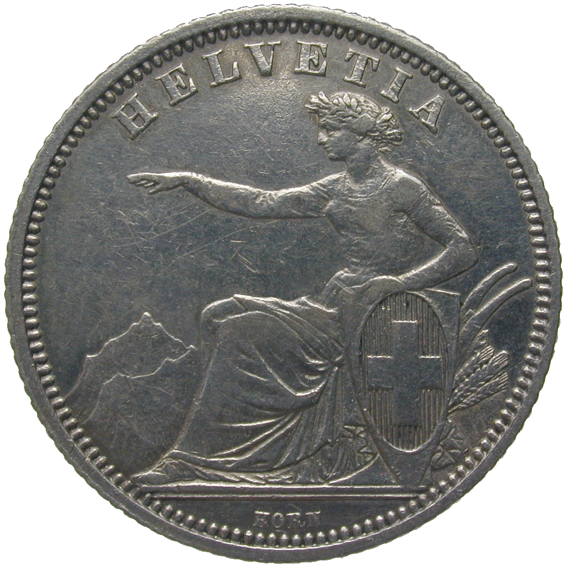 Schweizerische Eidgenossenschaft, 1 Franken 1861 (obverse)