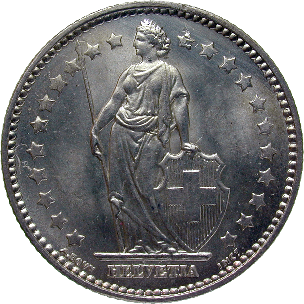 Schweizerische Eidgenossenschaft, 1 Franken 1875 (obverse)