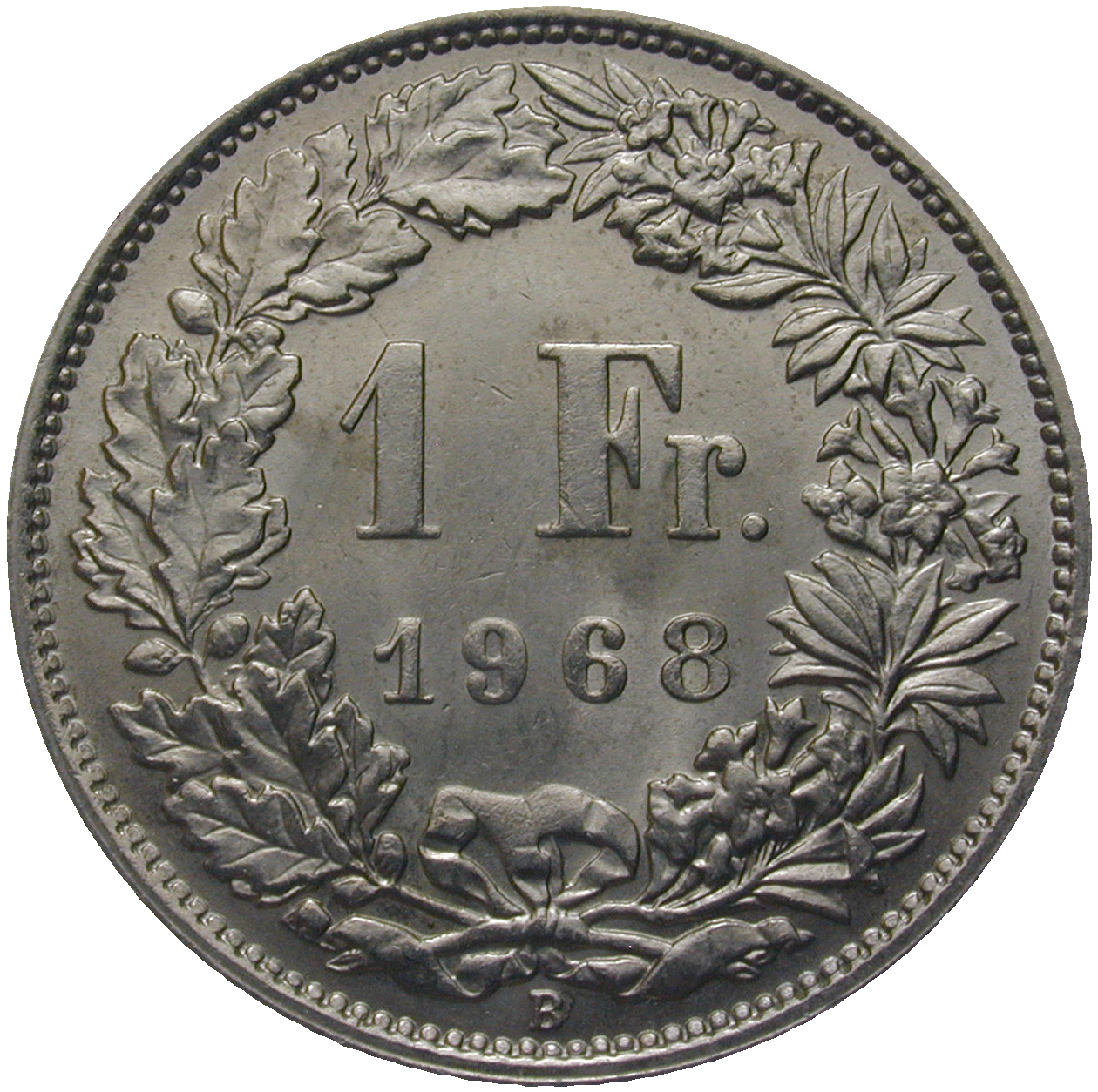 Schweizerische Eidgenossenschaft, 1 Franken 1968 (reverse)