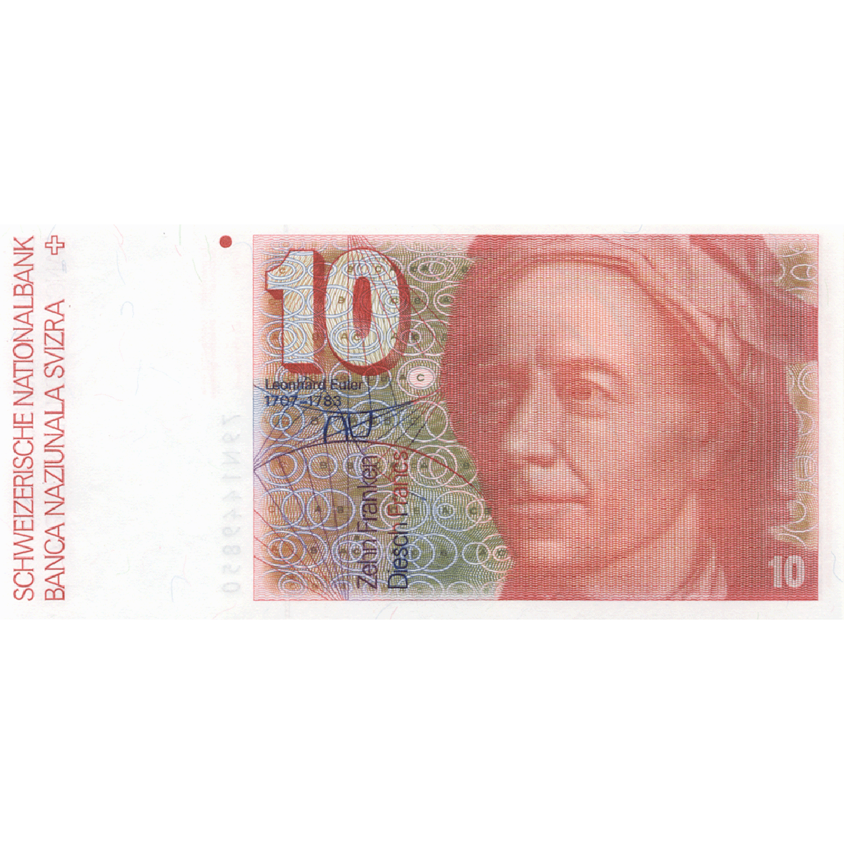 Schweizerische Eidgenossenschaft, 10 Franken (6. Banknotenserie, in Kurs 1976-2000) (obverse)