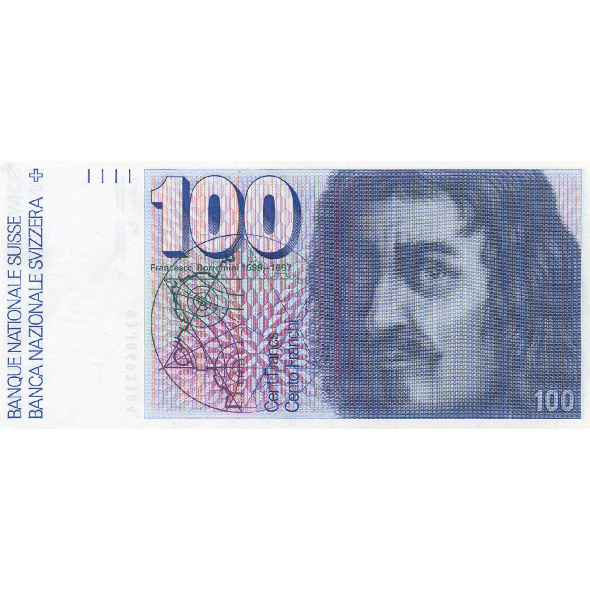 Schweizerische Eidgenossenschaft, 100 Franken (6. Banknotenserie, in Kurs 1976-2000) (obverse)