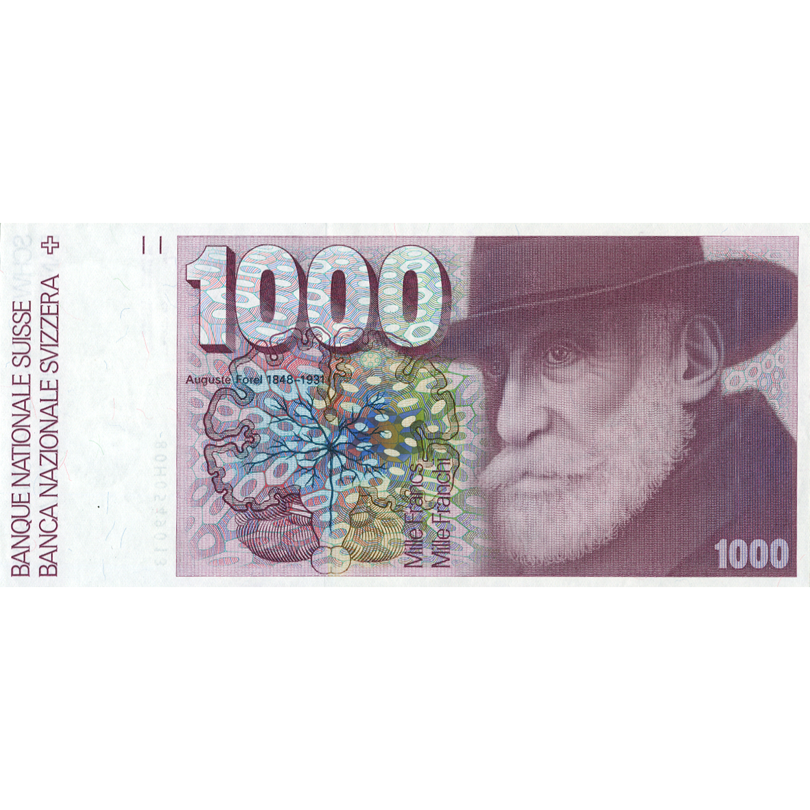 Schweizerische Eidgenossenschaft, 1000 Franken 1980, 6. Banknotenserie, in Kurs 1976-2000 (obverse)