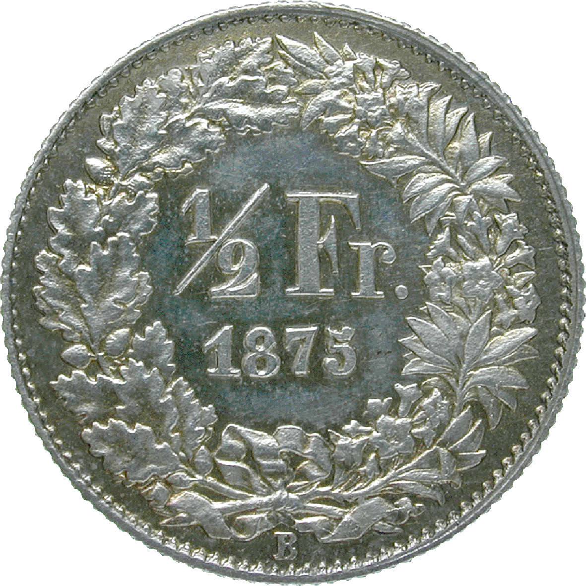 Schweizerische Eidgenossenschaft, 1/2 Franken 1875  (reverse)