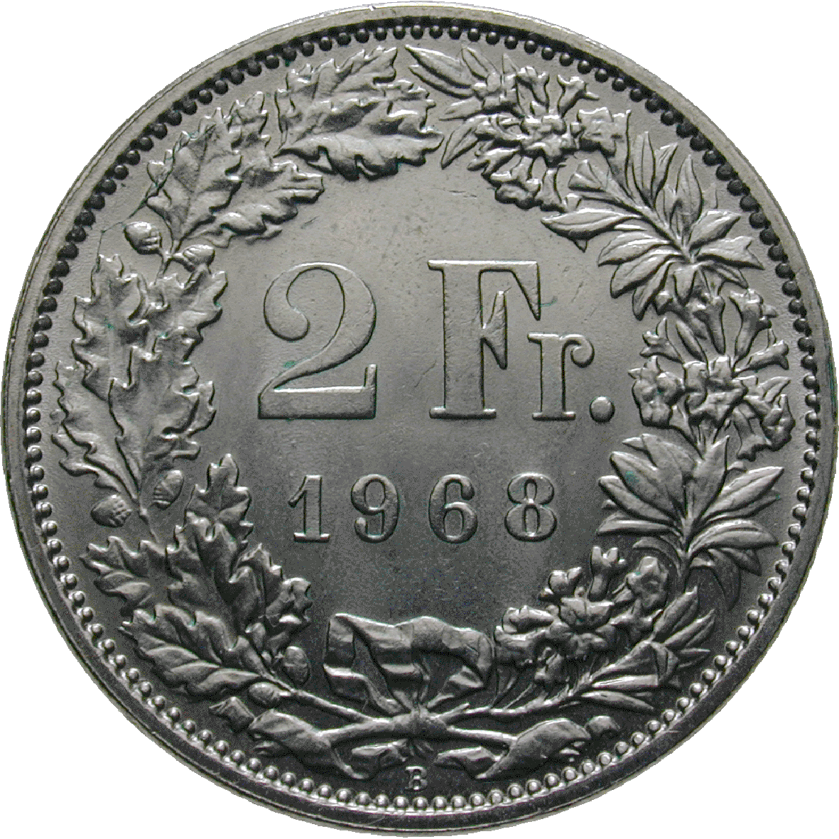 Schweizerische Eidgenossenschaft, 2 Franken 1968  (reverse)