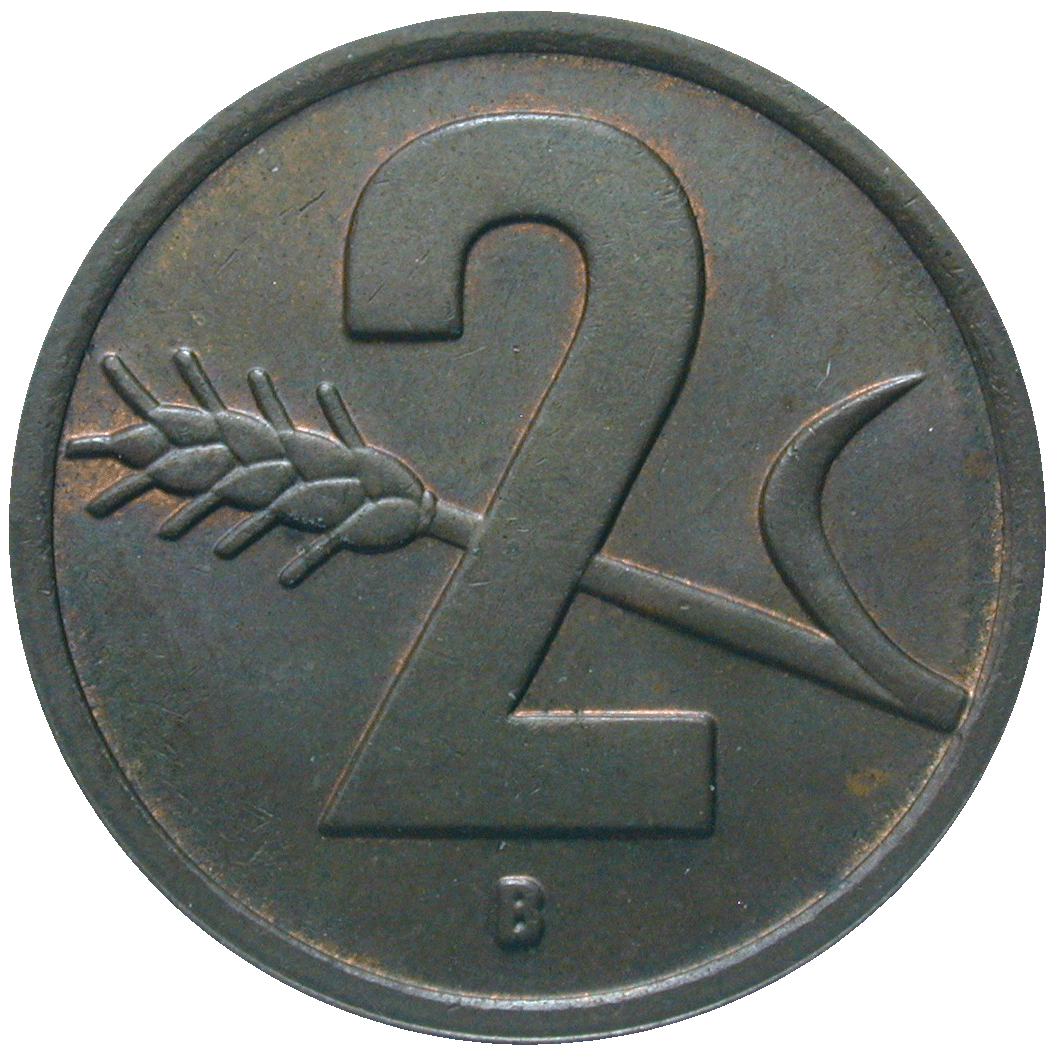 Schweizerische Eidgenossenschaft, 2 Rappen 1948 (reverse)