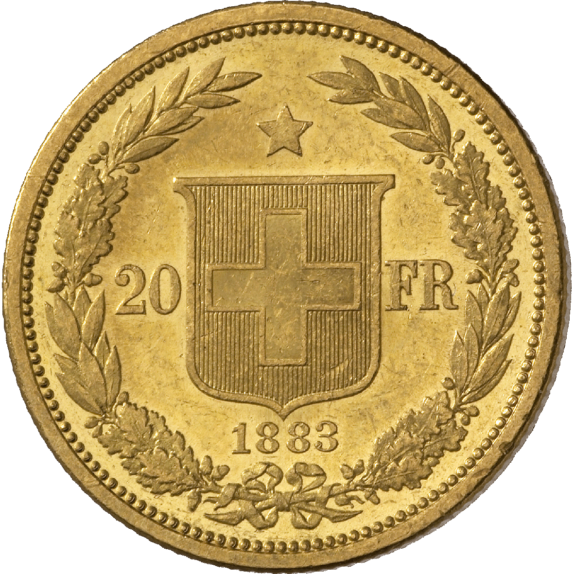 Schweizerische Eidgenossenschaft, 20 Franken 1883 (reverse)