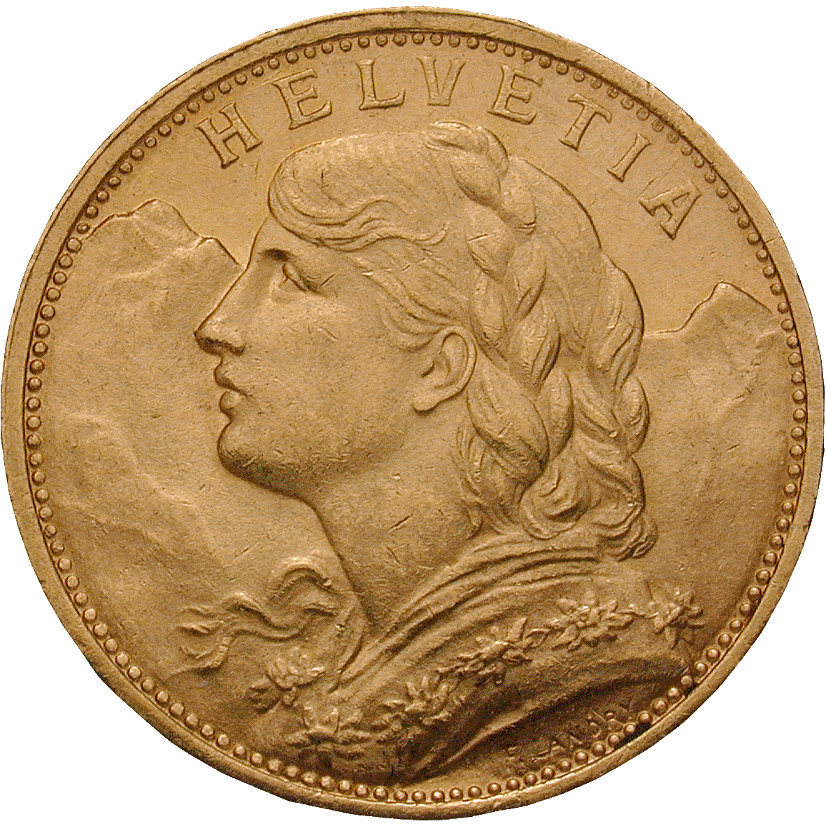 Schweizerische Eidgenossenschaft, 20 Franken (Vreneli) 1897 (obverse)