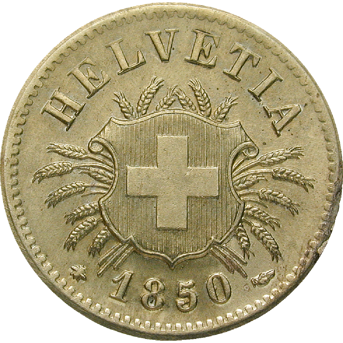 Schweizerische Eidgenossenschaft, 5 Rappen 1850 (obverse)