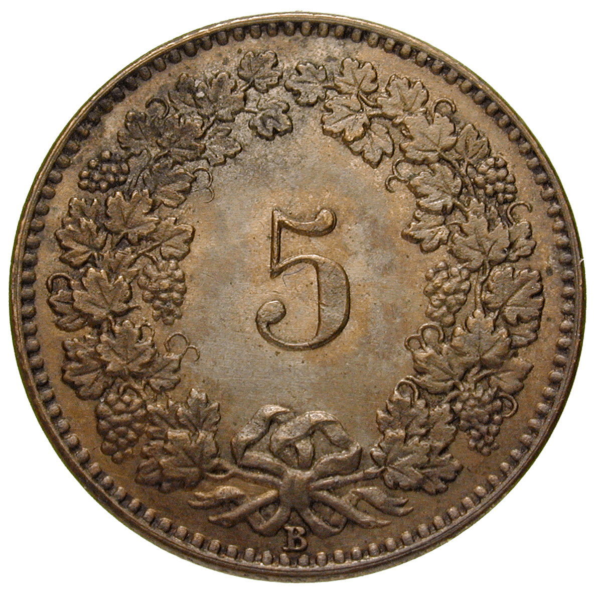 Schweizerische Eidgenossenschaft, 5 Rappen 1872 (reverse)