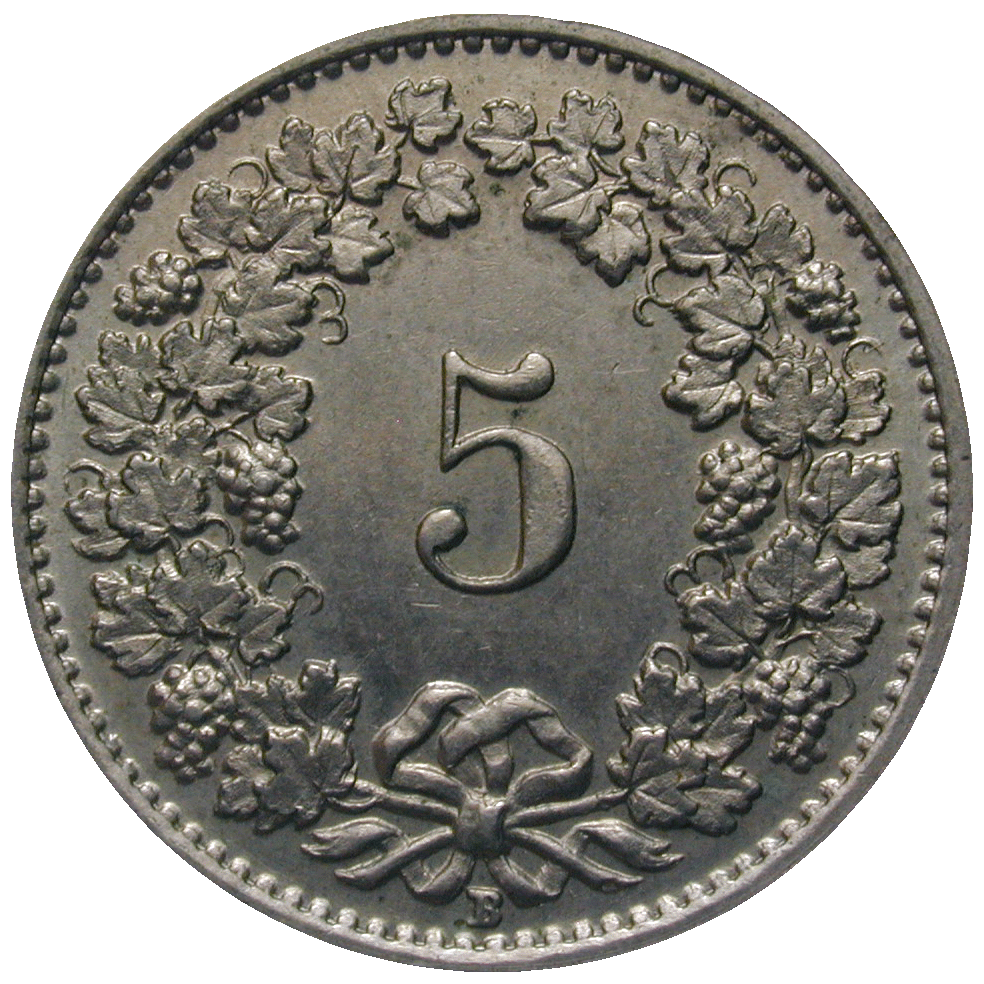Schweizerische Eidgenossenschaft, 5 Rappen 1940 (reverse)