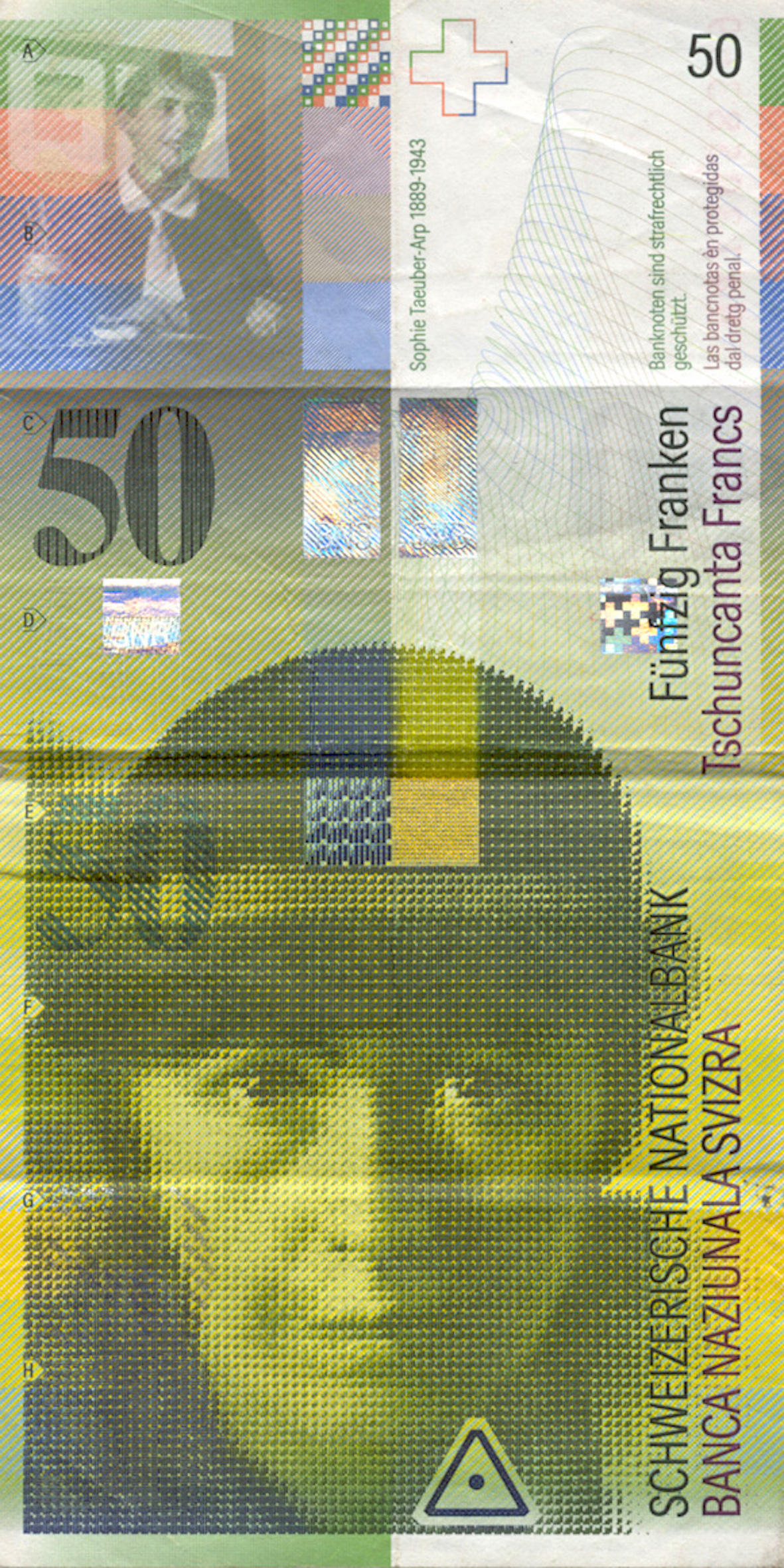 Schweizerische Eidgenossenschaft, 50 Franken, 8. Banknotenserie, in Kurs seit 1995 (obverse)