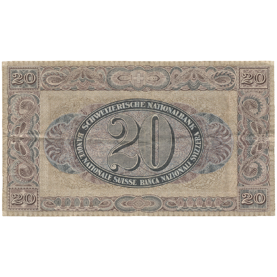 Schweizerische Eidgenossenschaft, Schweizerische Nationalbank, 20 Franken 1927 (reverse)