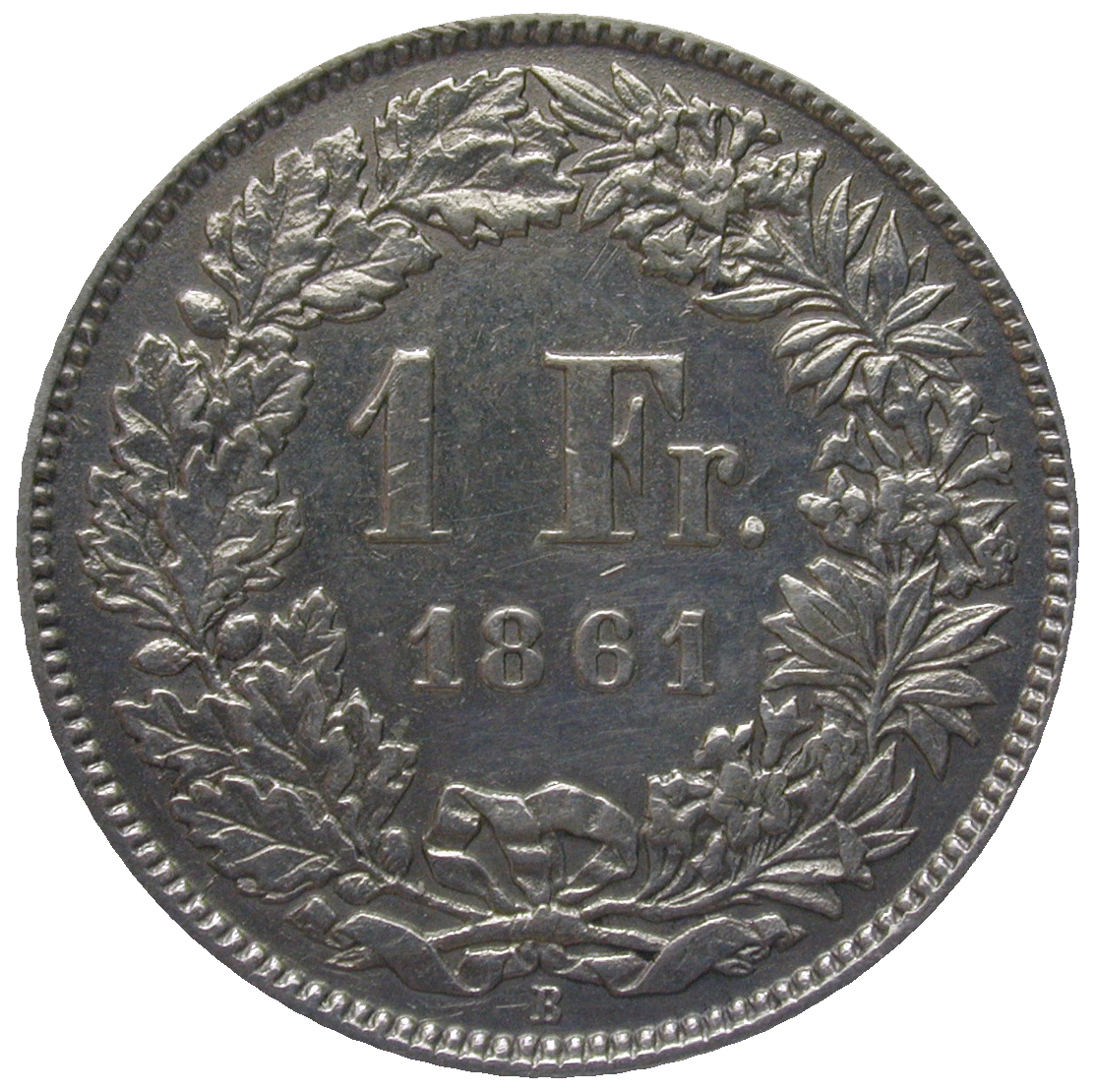 Swiss Confederation, 1 Franc 1861 (reverse)