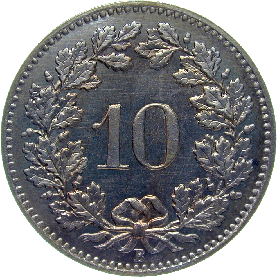Swiss Confederation, 10 Rappen 1880 (reverse)