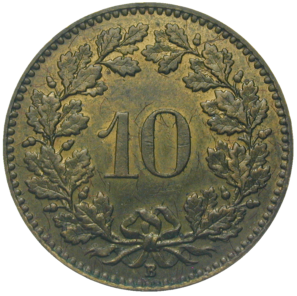 Swiss Confederation, 10 Rappen 1918 (reverse)
