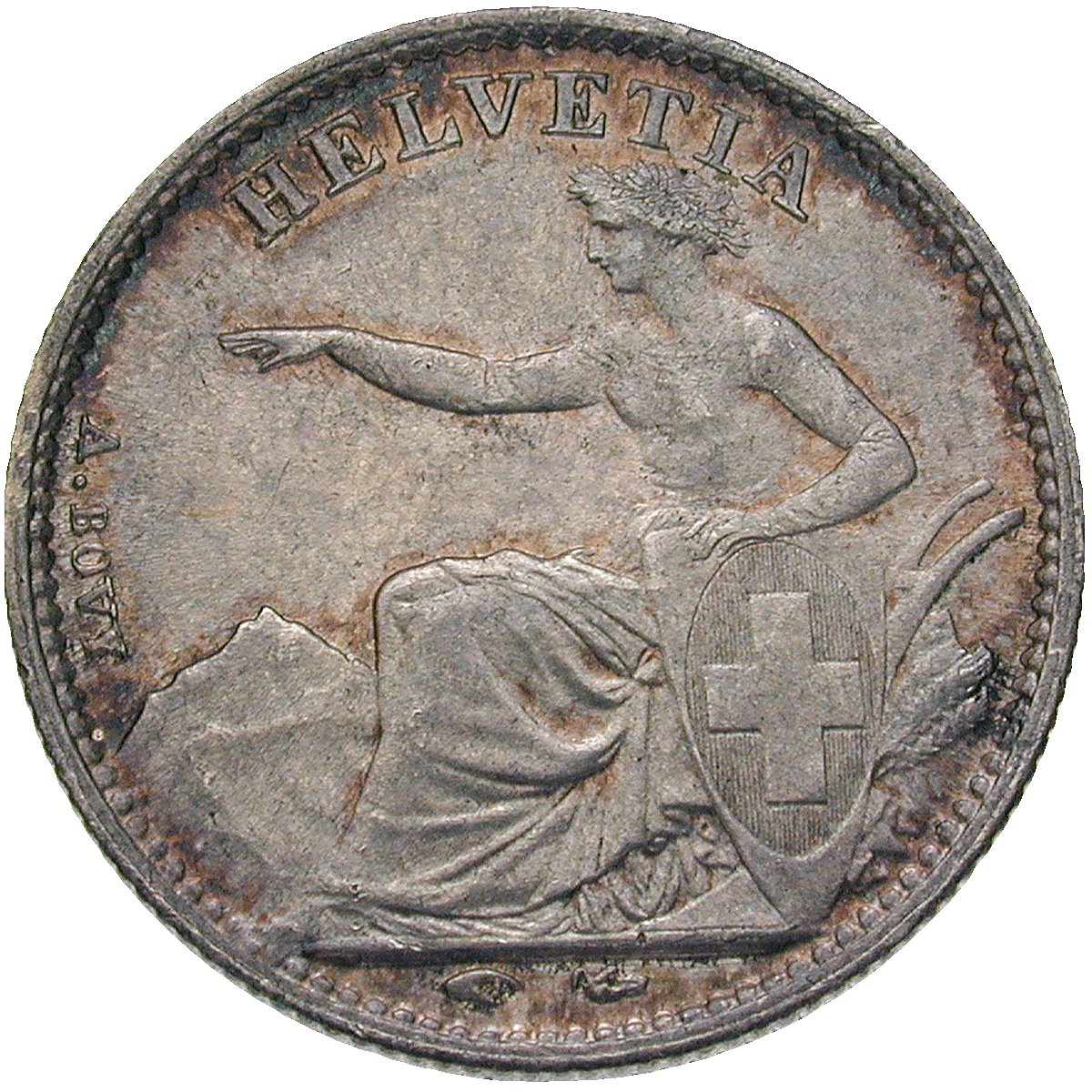 Swiss Confederation, 1/2 Franc 1850 (obverse)