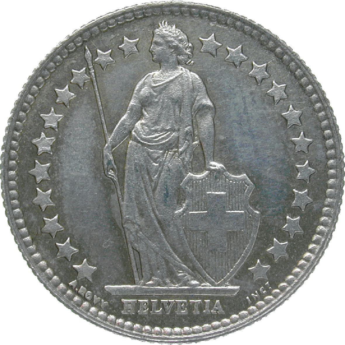 Swiss Confederation, 1/2 Franc 1875 (obverse)