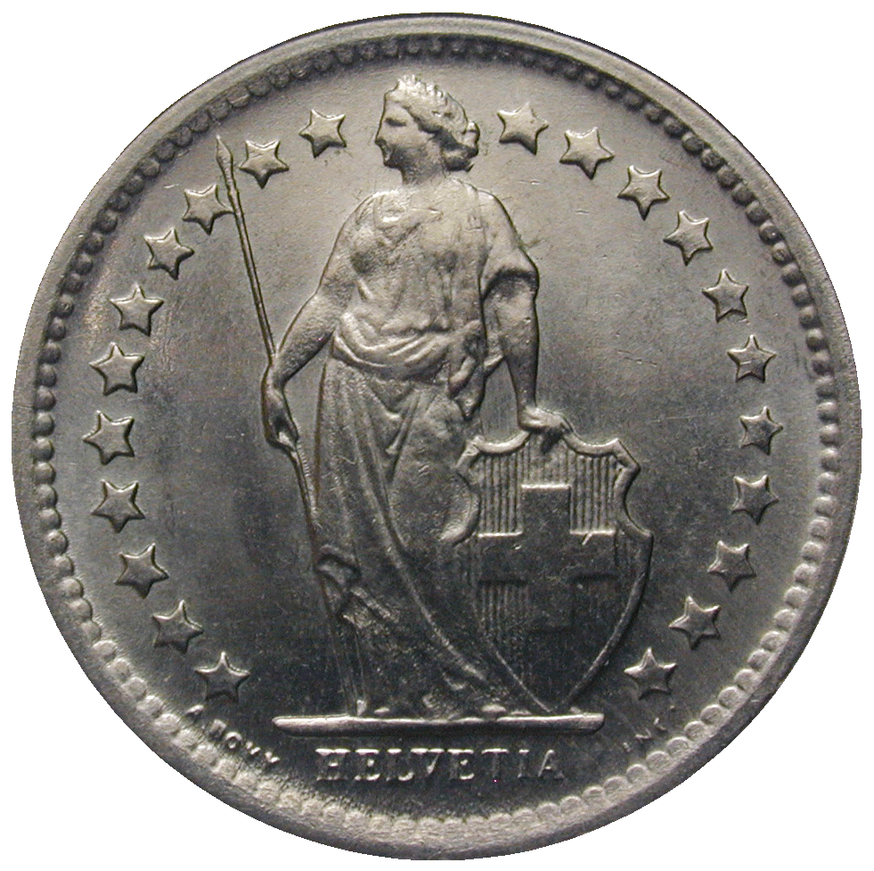 Swiss Confederation, 1/2 Franc 1968 (obverse)
