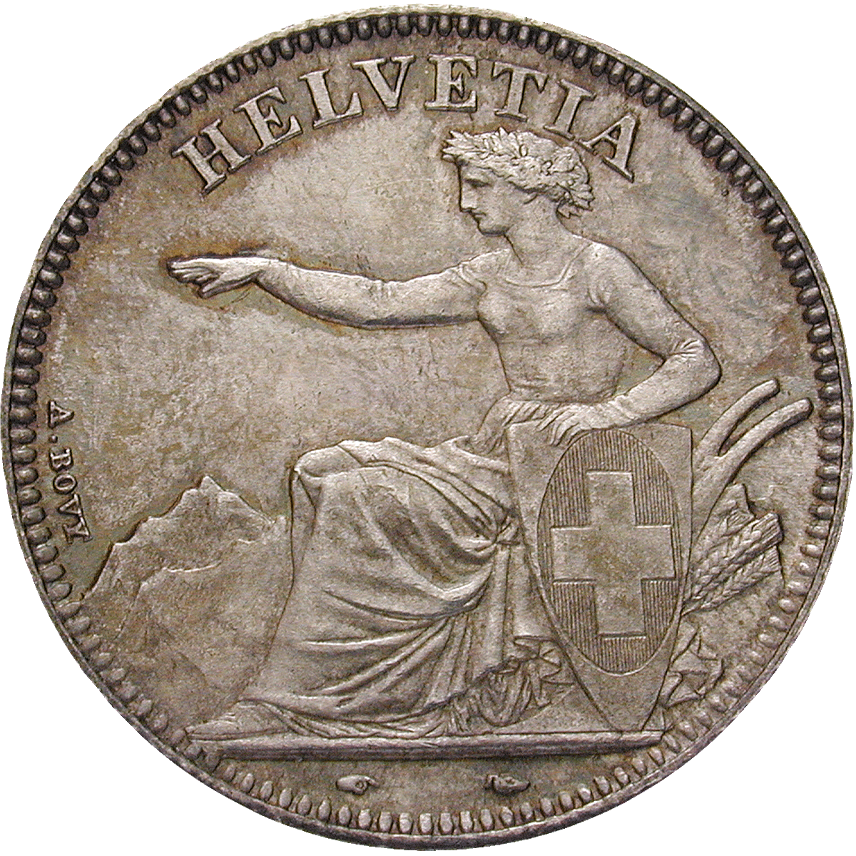Swiss Confederation, 2 Francs 1850 (obverse)