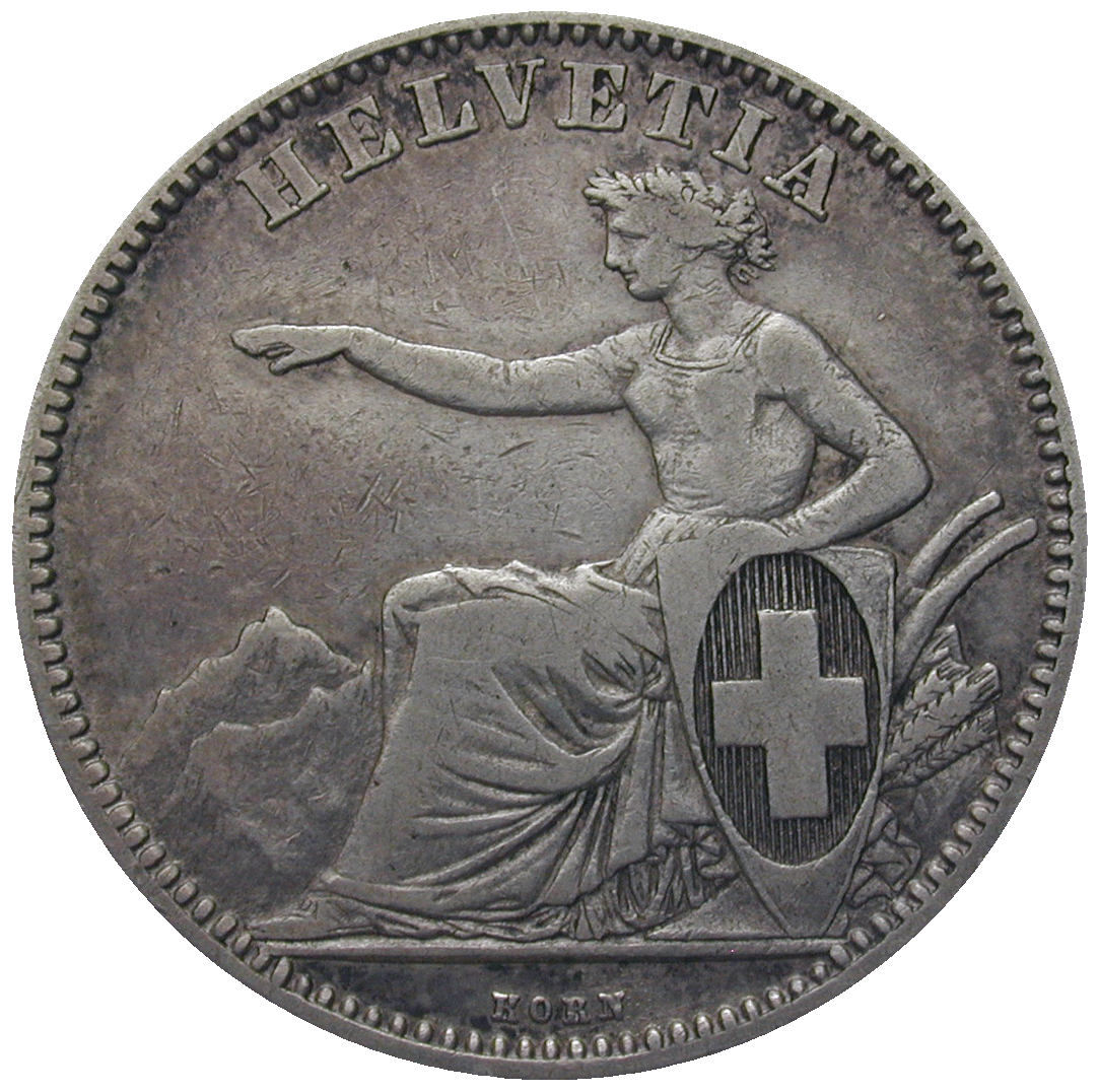 Swiss Confederation, 2 Francs 1860 (obverse)