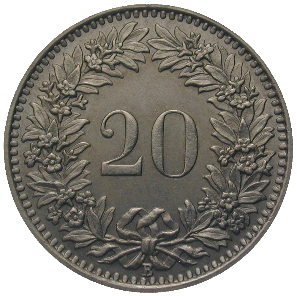 Swiss Confederation, 20 Rappen 1939 (reverse)