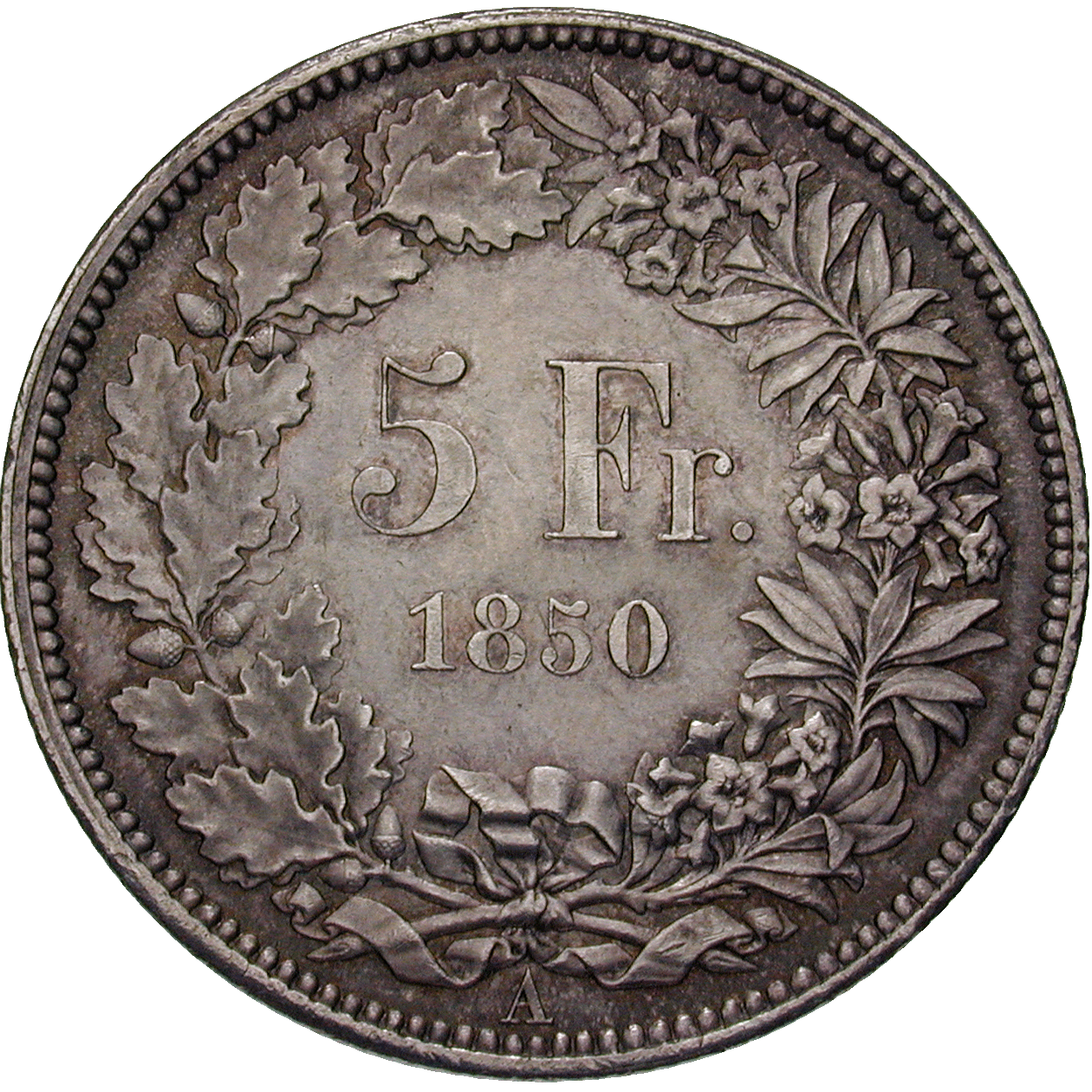 Swiss Confederation, 5 Francs 1850 (reverse)